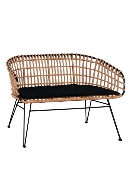 Καναπές Κήπου ArteLibre ARVENIUS Φυσικό/Μαύρο Rattan 124x57x77cm