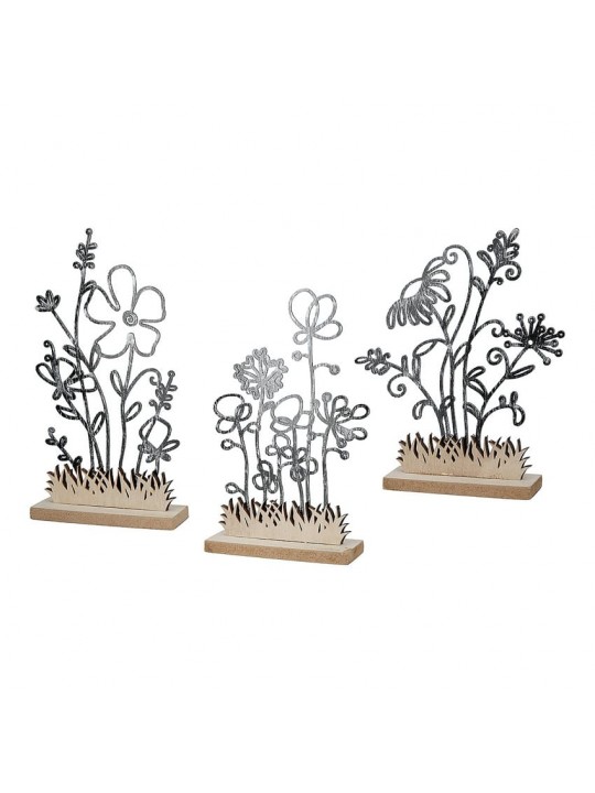 Διακοσμητικό ArteLibre Φυτά Μαύρο/Φυσικό MDF 3.5x16.5x19cm Σε 3 Σχέδια