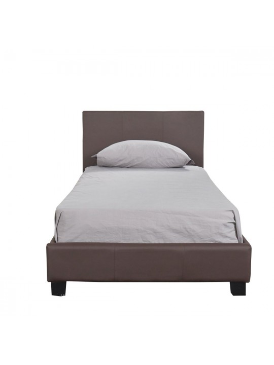 Κρεβάτι ArteLibre AZALEA Σκούρο Καφέ PU 213x101x88cm (Στρώμα 90x200cm)