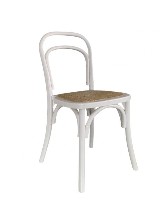 Καρέκλα Επαγγελματική ArteLibre LETO Λευκό Ξύλο/Rattan 45x45x89cm