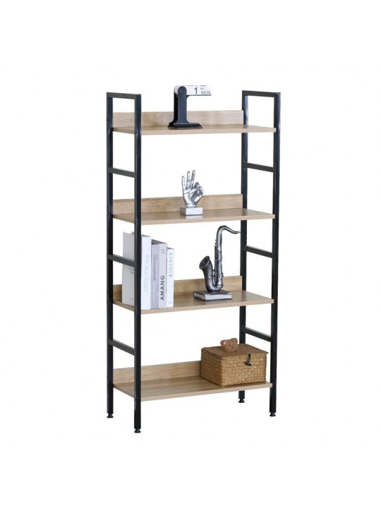 Ραφιέρα ArteLibre TYNDALL Με 4 Ράφια 60X27.6X126cm Δρυς/Μαύρο Μοριοσανίδα/Μέταλλο