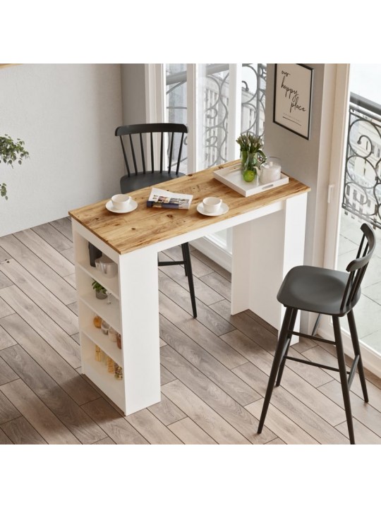 Τραπέζι Bar ArteLibre BROCKLEY Πεύκο/Λευκό Μοριοσανίδα 120x51.6x101.8cm