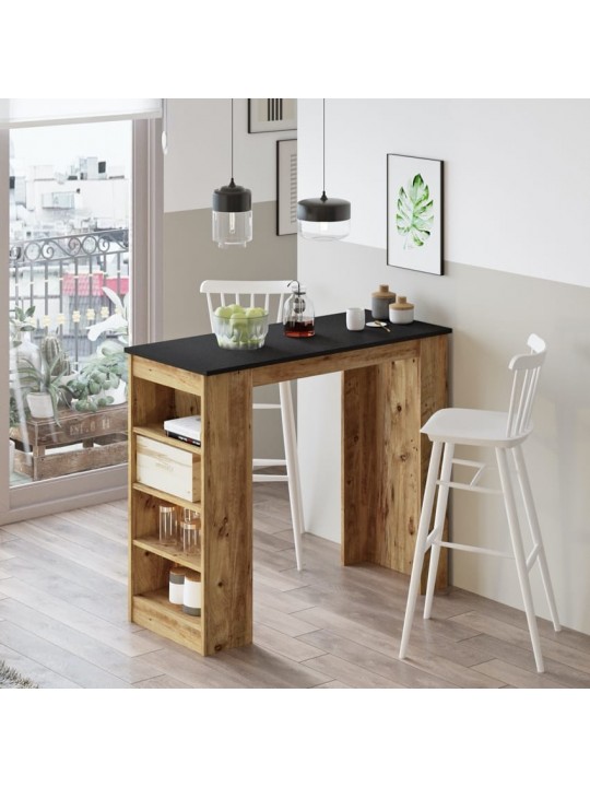 Τραπέζι Bar ArteLibre BROCKLEY Πεύκο/Μαύρο Μοριοσανίδα 120x51.6x101.8cm