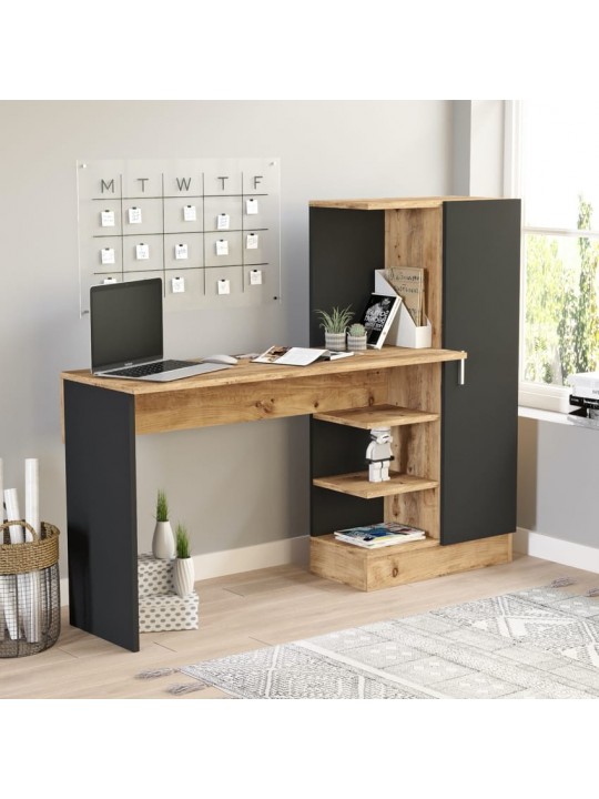 Γραφείο ArteLibre CAMDEN Πεύκο/Μαύρο Μοριοσανίδα 152.3x40x120cm