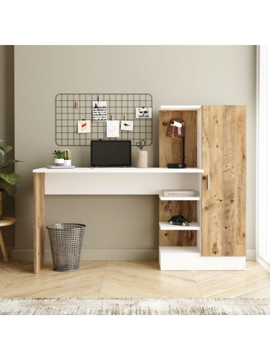 Γραφείο ArteLibre CAMDEN Πεύκο/Λευκό Μοριοσανίδα 152.3x40x120cm