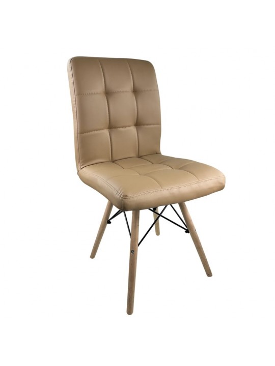 Καρέκλα Τραπεζαρίας ArteLibre CUPPLESSUS Cappuccino/Φυσικό PU/Ξύλο 43x55x86cm