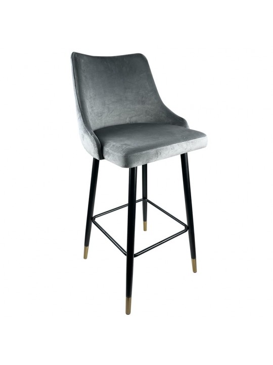 Σκαμπό Bar ArteLibre MANHATTAN Γκρι/Μαύρο Βελούδο/Μέταλλο 51x57x110cm