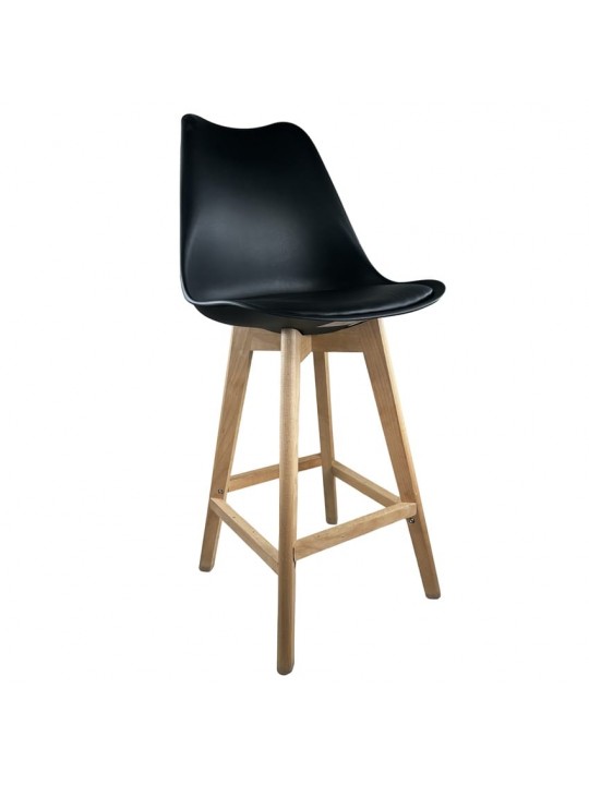Σκαμπό Bar ArteLibre BRONX Μαύρο PP/PU/Ξύλο 57.5x49x105cm
