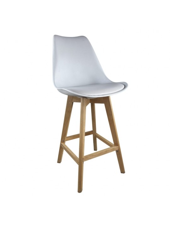 Σκαμπό Bar ArteLibre BRONX Λευκό PP/PU/Ξύλο 57.5x49x105cm