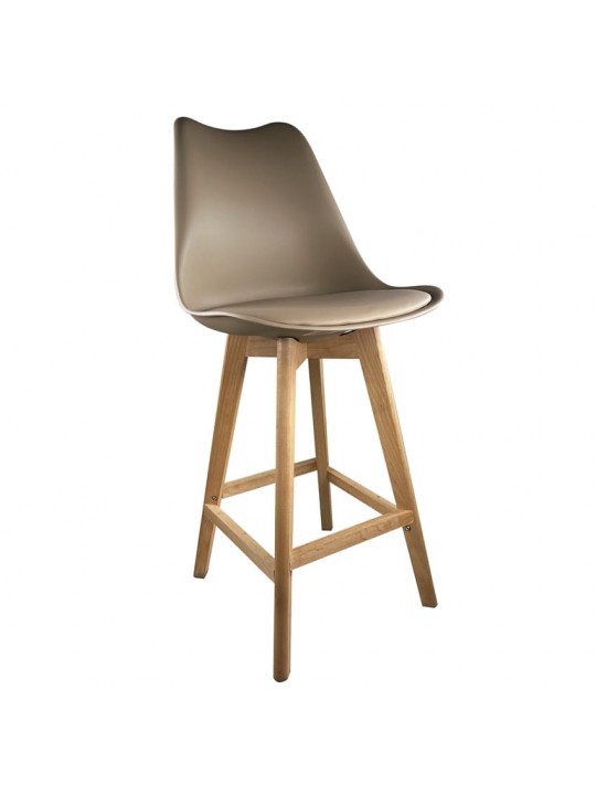 Σκαμπό Bar ArteLibre BRONX Cappuccino PP/PU/Ξύλο 57.5x49x105cm