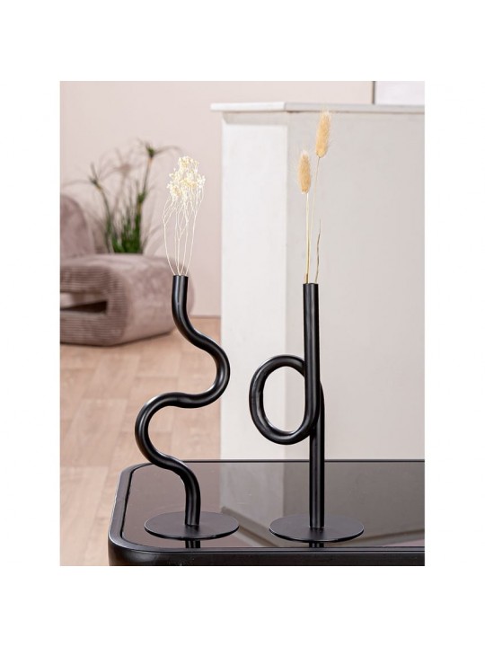 Βάζο Ευλύγιστο ArteLibre Μαύρο Μέταλλο 11x10x26.5cm Σε 2 Σχέδια