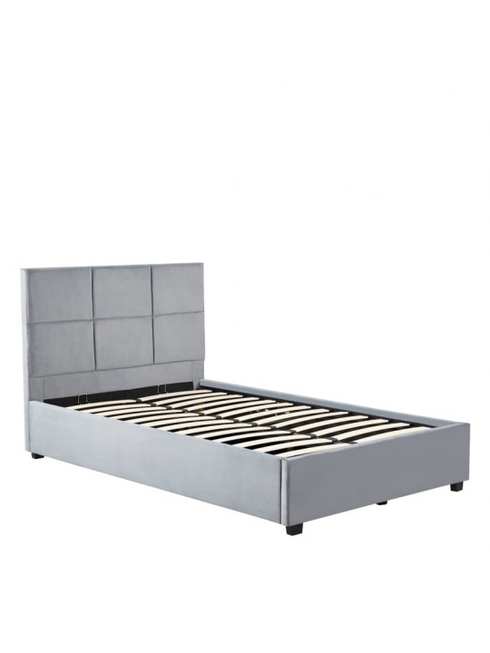 Κρεβάτι Μονό ArteLibre CLOUDREST Γκρι Ύφασμα 214x127.5x109cm (Στρώμα 120x200cm)