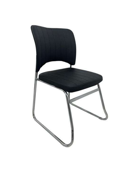 Καρέκλα Επισκέπτη COMFORTHUB Μαύρο/Χρώμιο PU/Μέταλλο 43x42x78cm