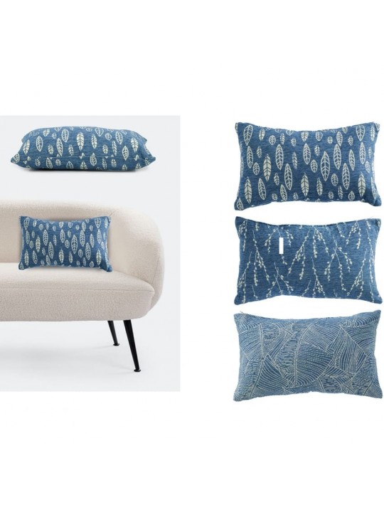 Μαξιλάρι Jacquard Μπλε/Λευκό 100% Πολυεστέρας 30x50cm Σε 3 Σχέδια