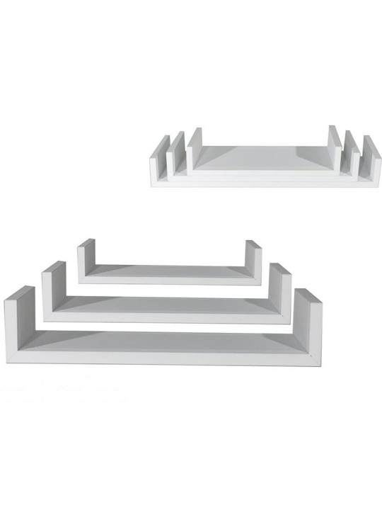 Ράφια Τοίχου Λευκό MDF 60x15.5x8cm 50x15.5x8cm 40x15.5x8cm 3Τμχ