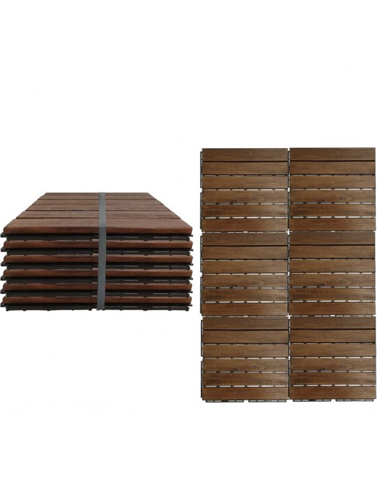 Σετ 6 Πλακίδια Καφέ Ακακία/Πλαστικό 30x30x1.9cm