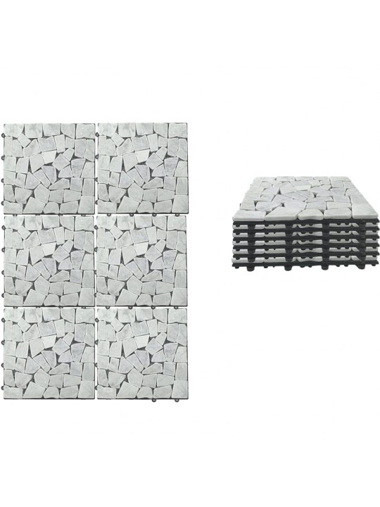 Σετ Πλακίδια Πέτρα Λευκό 30.5x30.5x2cm 6Τμχ