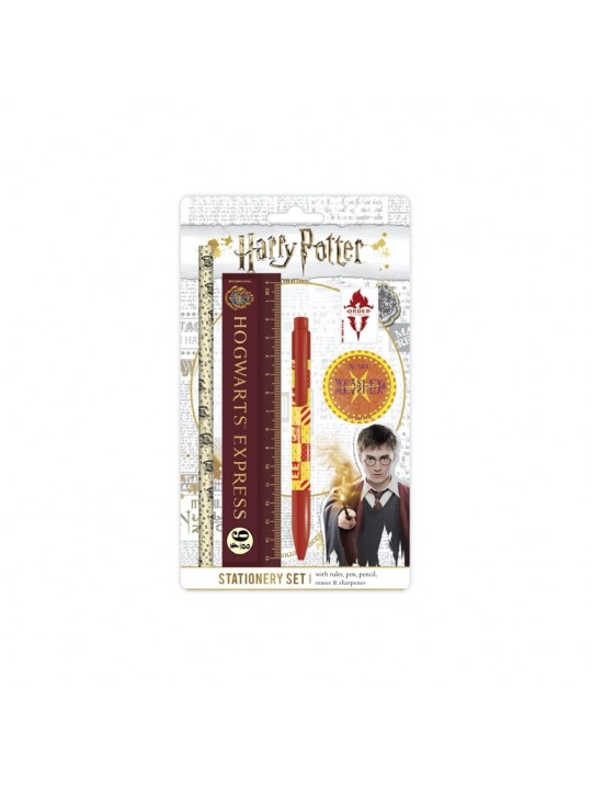 Σετ Γραφικής Ύλης Harry Potter Με Χάρακα Στυλό Μολύβι Γόμα Και Ξύστρα