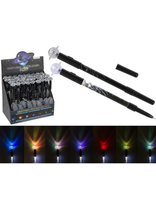Στυλό Fineliner Με Λαμπάκι LED Πλανήτης Ποσειδώνας Μπαταρίας Μαύρο Πλαστικό 21cm