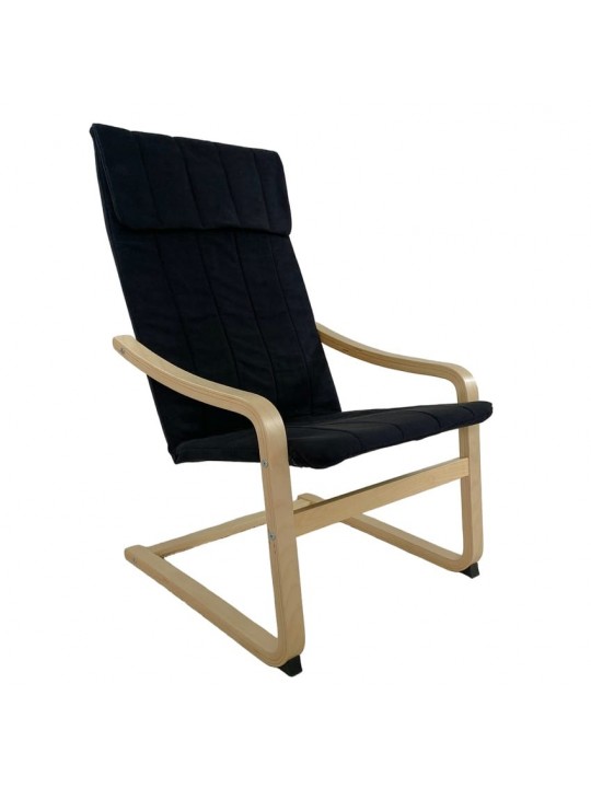 Πολυθρόνα ArteLibre NORDVIK Μαύρο/Φυσικό Ύφασμα/Ξύλο 60x71x105cm