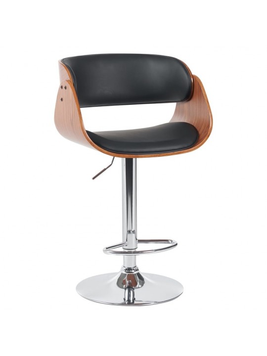 Σκαμπό Bar ArteLibre VORIAN Μαύρο/Καφέ Ξύλο/PU/Αλουμίνιο 52x55x87-108cm