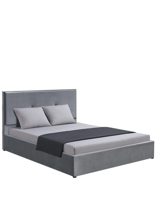 Κρεβάτι Υπέρδιπλο ArteLibre YUMA Γκρι Ύφασμα 214x1170x10cm (Στρώμα 160x200cm)