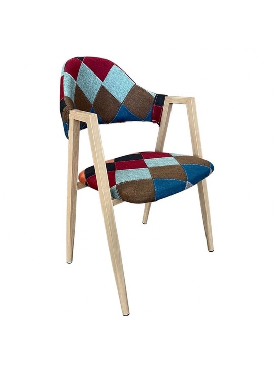 Καρέκλα Τραπεζαρίας ArteLibre SOLANA Patchwork Ύφασμα/Μέταλλο 51x51x81cm