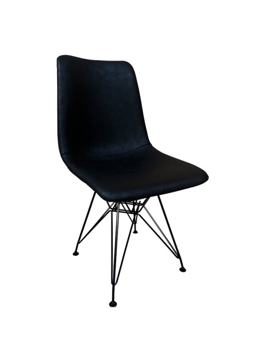 Καρέκλα Τραπεζαρίας ArteLibre SELVA Vintage Μαύρο PU/Μέταλλο 43x57x81cm