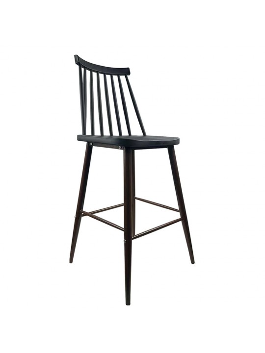 Σκαμπό Bar ArteLibre MARANTA Μαύρο/Καρυδί PP/Μέταλλο 45x46x97cm