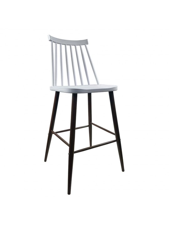 Σκαμπό Bar ArteLibre MARANTA Λευκό/Καρυδί PP/Μέταλλο 45x46x97cm