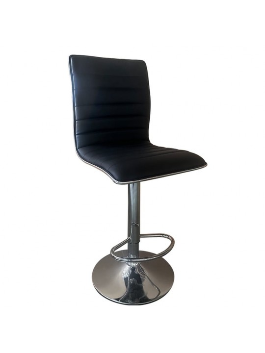 Σκαμπό Bar ArteLibre ENCANTA Μαύρο/Χρώμιο PU/Μέταλλο 41x50x59/94-80/115cm