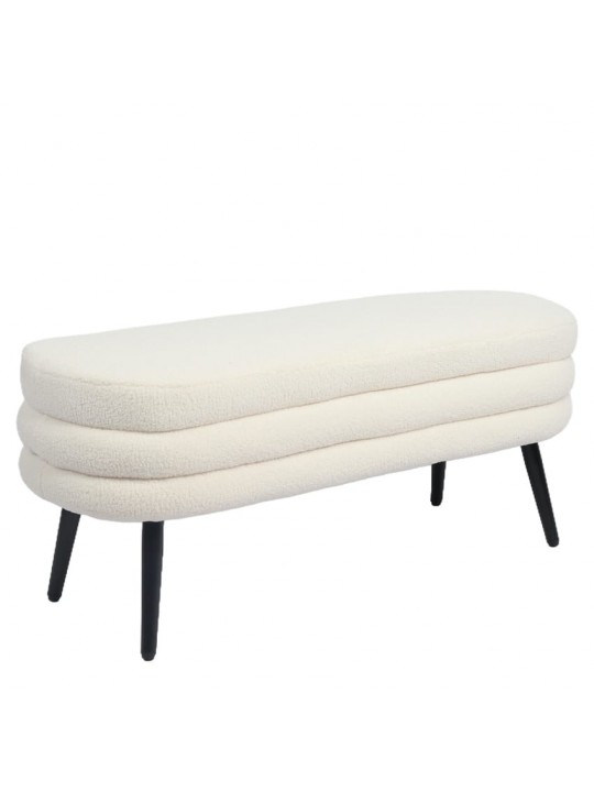 Παγκάκι Ottoman ArteLibre TONDO Λευκό Ύφασμα Teddy/Μέταλλο 42x112x44cm