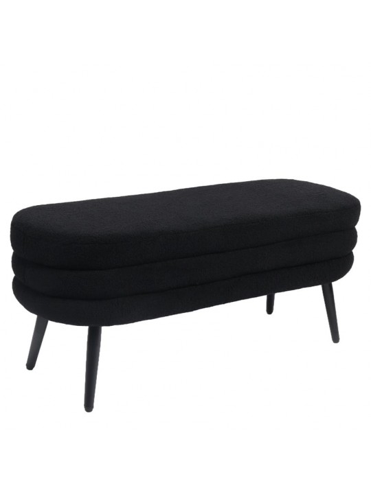 Παγκάκι Ottoman ArteLibre TONDO Μαύρο Ύφασμα Teddy/Μέταλλο 42x112x44cm