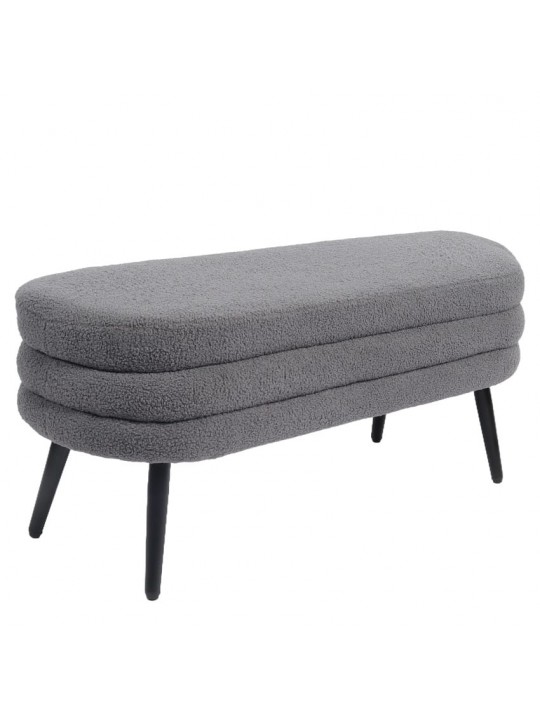 Παγκάκι Ottoman ArteLibre TONDO Γκρι Ύφασμα Teddy/Μέταλλο 42x112x44cm