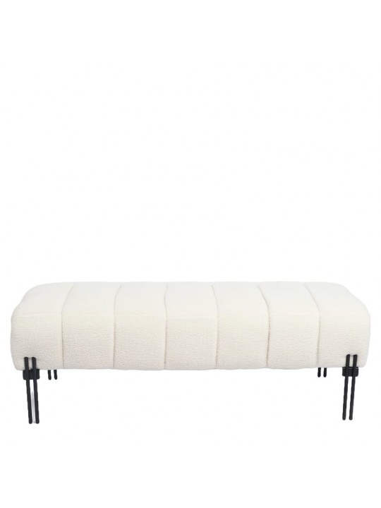 Παγκάκι Ottoman ArteLibre KUBO Λευκό Ύφασμα Teddy/Μέταλλο 40x116.5x50cm