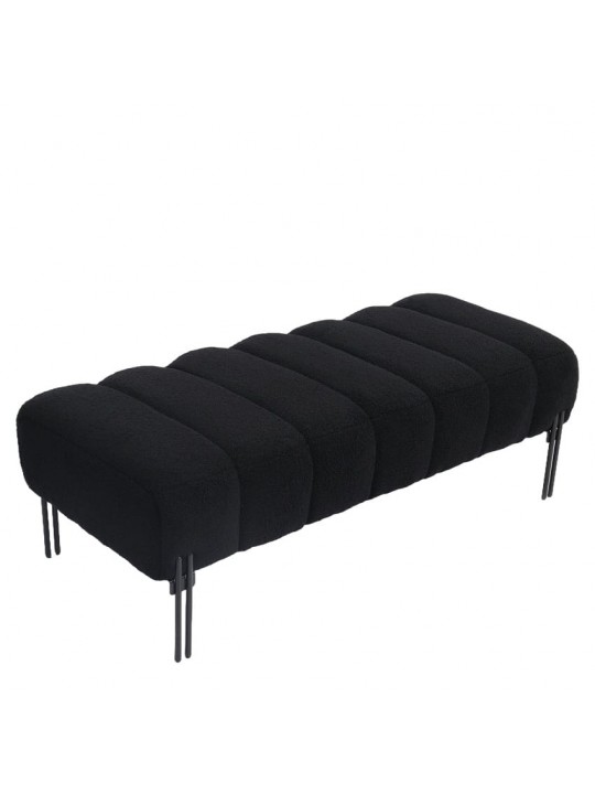 Παγκάκι Ottoman ArteLibre KUBO Μαύρο Ύφασμα Teddy/Μέταλλο 40x116.5x50cm