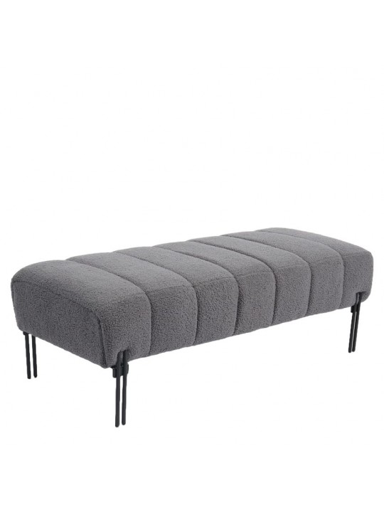 Παγκάκι Ottoman ArteLibre KUBO Γκρι Ύφασμα Teddy/Μέταλλο 40x116.5x50cm