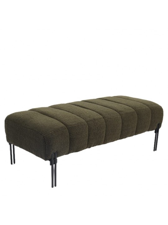 Παγκάκι Ottoman ArteLibre KUBO Πράσινο Ύφασμα Teddy/Μέταλλο 40x116.5x50cm