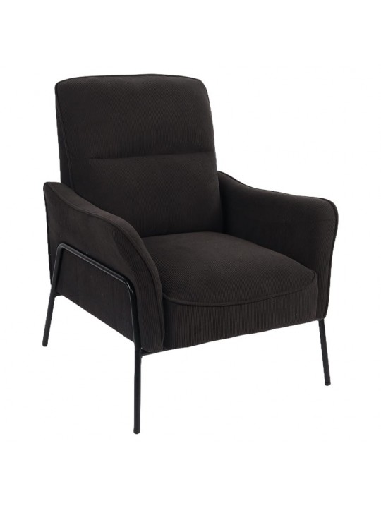 Πολυθρόνα ArteLibre ELAN Μαύρο Ύφασμα Κοτλέ/Μέταλλο 94x77x82cm