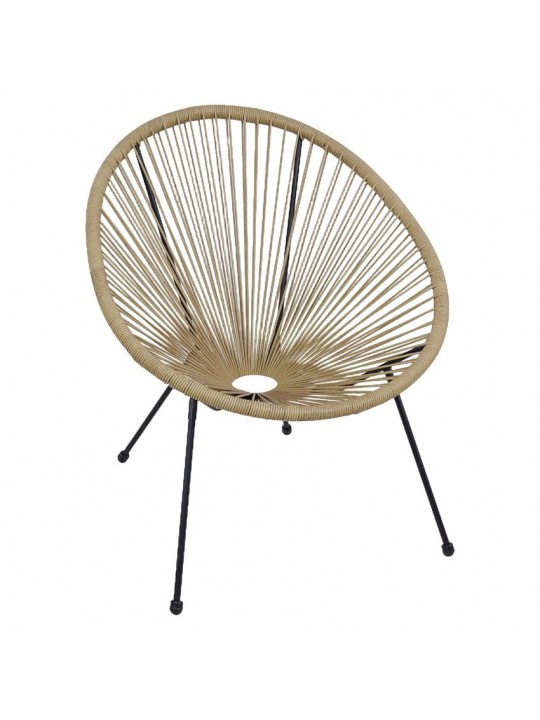 Πολυθρόνα Κήπου ArteLibre SATURN Φυσικό/Μαύρο Μέταλλο/Rattan 72x78x89cm