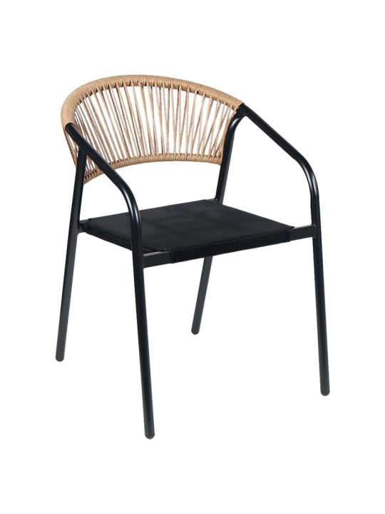 Καρέκλα Κήπου ArteLibre LUNA Φυσικό/Μαύρο Μέταλλο/Rattan 54x60x75cm