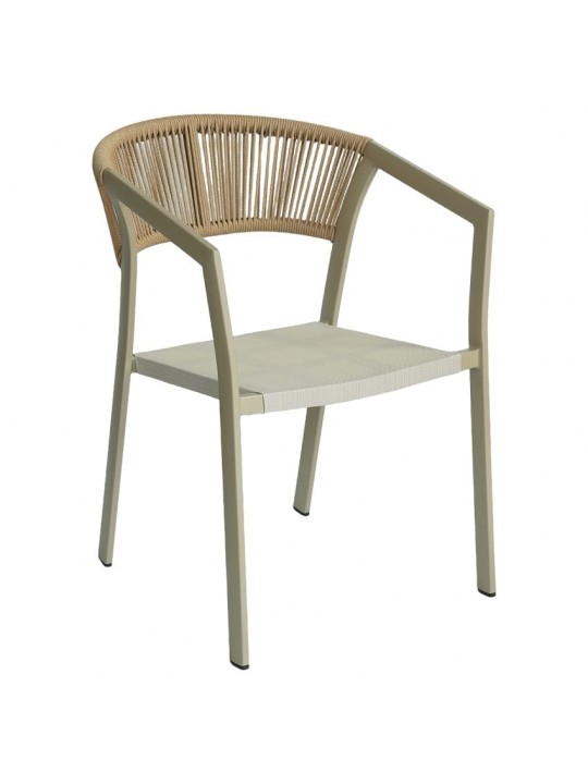 Πολυθρόνα Κήπου ArteLibre FIJI Μπεζ/Φυσικό Αλουμίνιο/Rattan 56x60x78cm