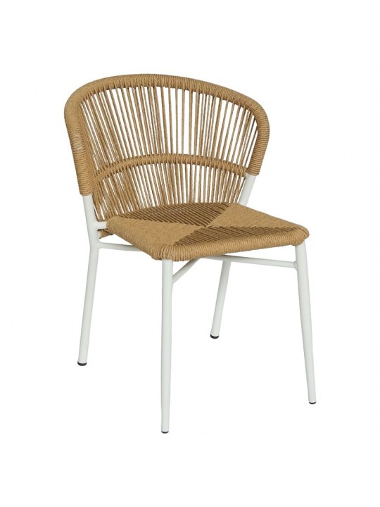 Καρέκλα Κήπου ArteLibre RIVIERA Λευκό/Φυσικό Αλουμίνιο/Rattan 57x61x79cm