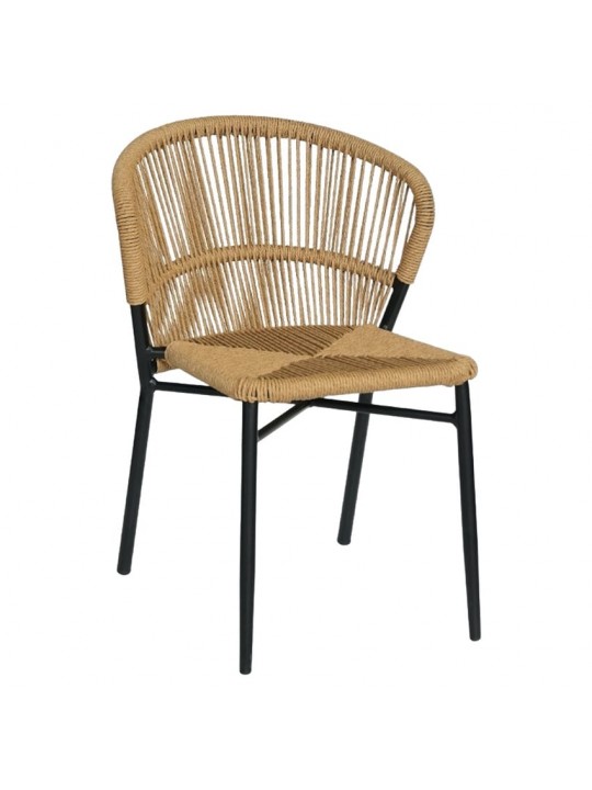 Καρέκλα Κήπου ArteLibre RIVIERA Μαύρο/Φυσικό Αλουμίνιο/Rattan 57x61x79cm