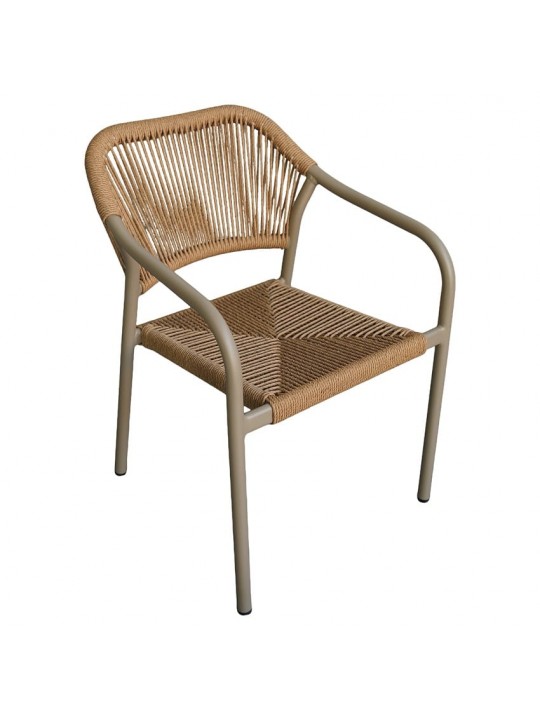 Πολυθρόνα Κήπου ArteLibre MOOREA Μπεζ/Φυσικό Αλουμίνιο/Rattan 58x56x79cm