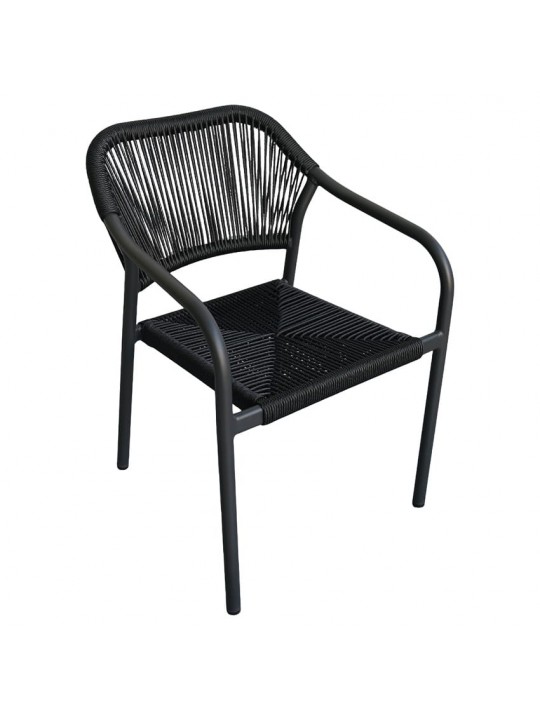 Πολυθρόνα Κήπου ArteLibre MOOREA Ανθρακί Αλουμίνιο/Rattan 58x56x79cm