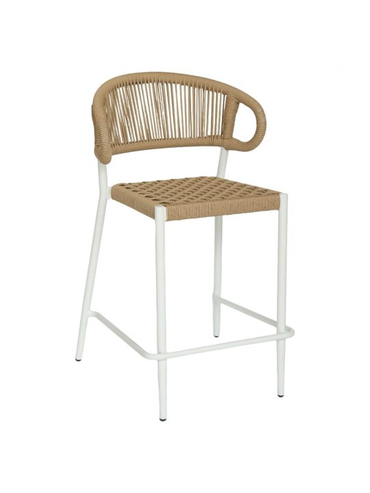 Σκαμπό Bar ArteLibre CEBU Λευκό/Φυσικό Αλουμίνιο/Rattan 60x60x99cm