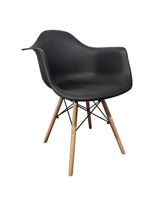 Καρέκλα ArteLibre ECLORA Μαύρο/Φυσικό PP/Ξύλο/Μέταλλο 63x58x78cm