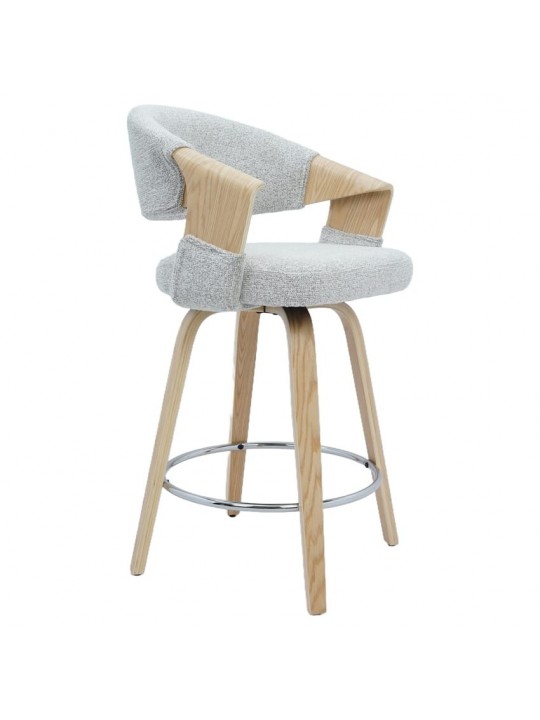 Σκαμπό Bar ArteLibre VIONARA Ανοιχτό Γκρι/Φυσικό 55x52.5x95cm