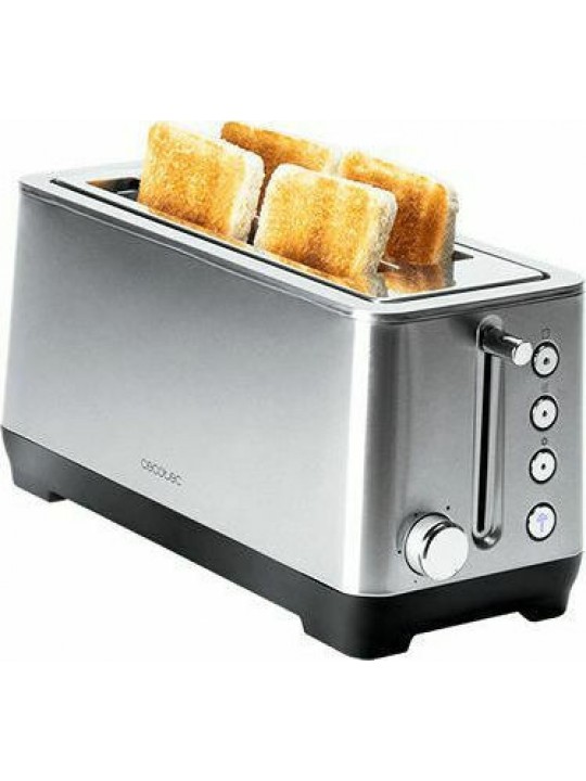 Cecotec BigToast Extra Double Φρυγανιέρα 4 Θέσεων 1000W Inox